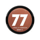 77 Vanilla Tobacco nicotine pouches, 10.4mg strength, 20 pcs, in a round black and brown container. Focus on the brand and strength.