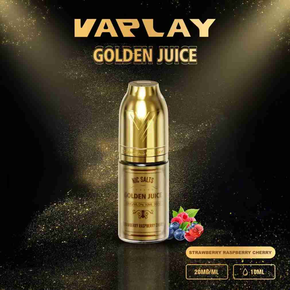 VAPLAY Golden Juice 10ml Nic Salt - 10mg&20mg - 10 Pack - with Strawberry Raspberry Cherry flavour Wholesale Price !