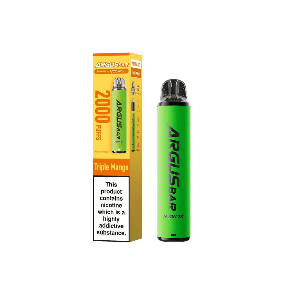 Image Of Voopoo Argus Bar Neon 2K Pre-filled Kit Box of 10-With Flavour Triple Mango