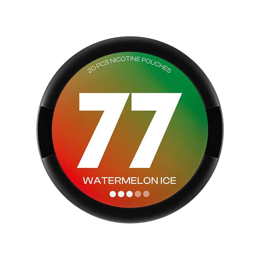 77Watermelon Ice nicotine pouch container with 10.4mg strength and 20 pouches