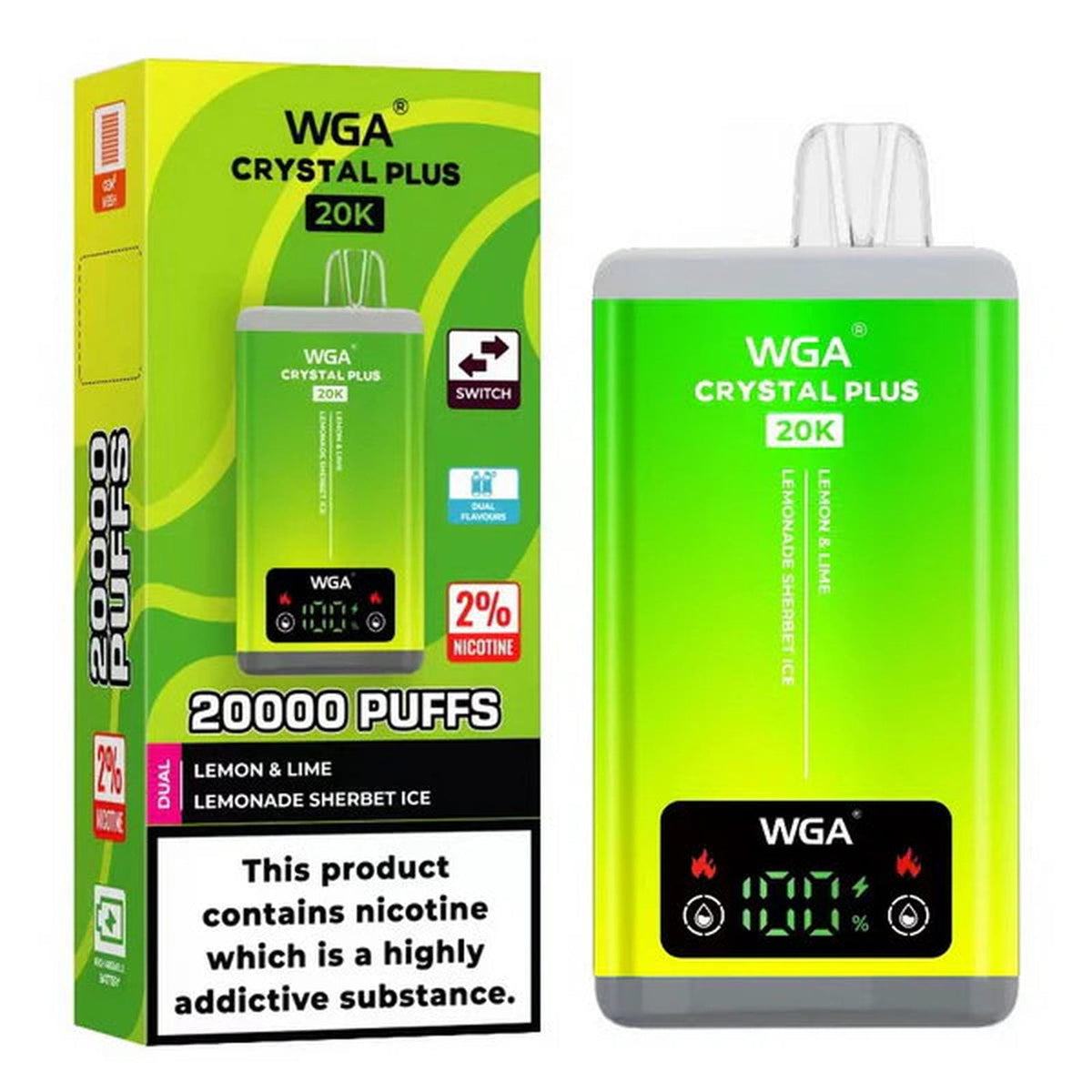 WGA Crystal Plus 20000 Puffs 2-in-1 Prefilled Kit - Box of 10
